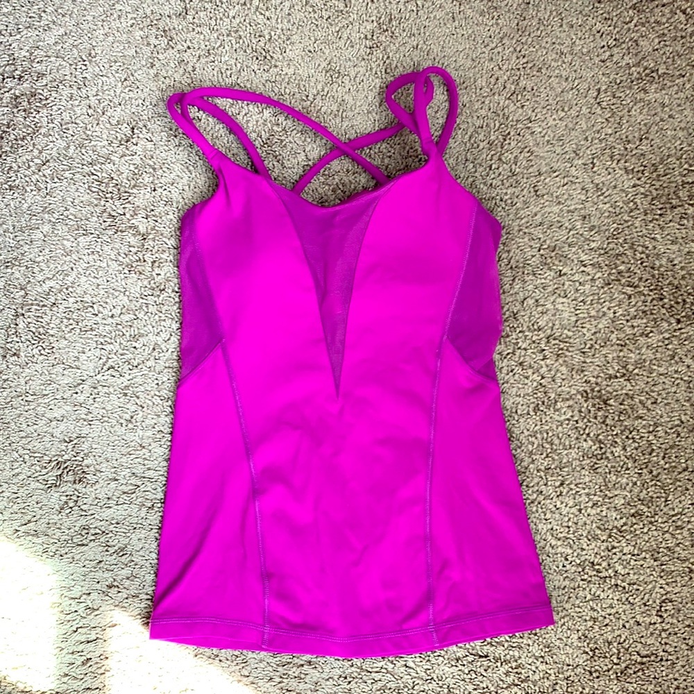 Lululemon pink mesh sports tank with pads 4